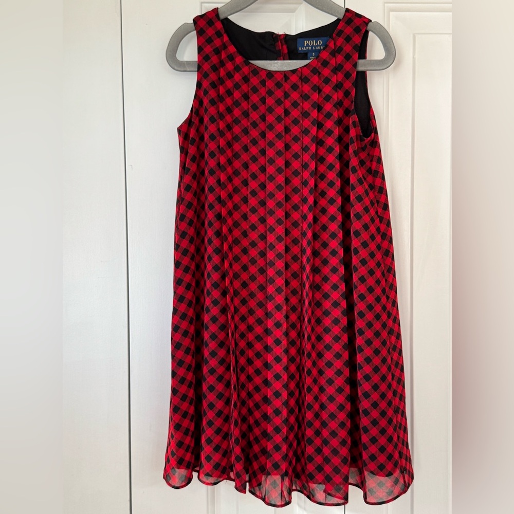 Polo by Ralph Lauren Red and Black Checkered Kids Dress